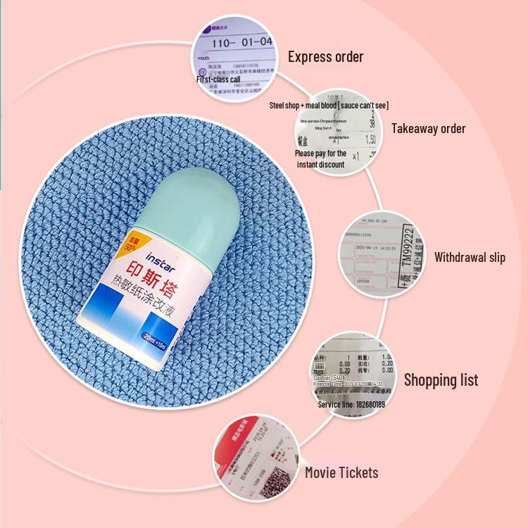 Insta Thermal Paper Correction Fluid & Quick-Drying Confidential Stamp Eraser Marker Pen (Large Capacity)