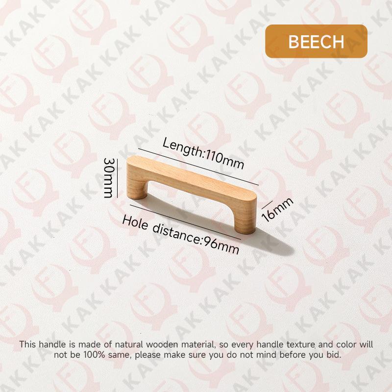 KAK Wooden Cabinet Knobs andl Handles Walnut Kitchen Cabinet Handle Pulls Beech Drawer Knobs Round Furniture Handle Hardware