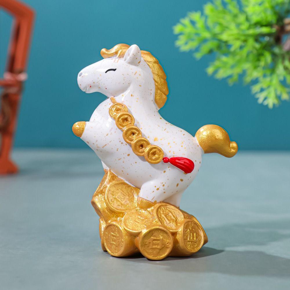 Resin Horse Shape Ornament Unique Zodiac Horse Figurines Creative Pony Figurine Spring Festival