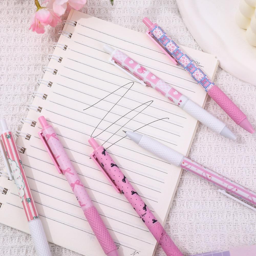 Ballet Bow St Tip Quick Dry Gel Pens Cute Pink Press Type Black Ink Animation Printing Pens For Kids Good Gift