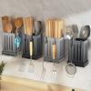 1-Piece Kitchen Utensil Rack-Multifunctional Draining Chopstick Plastic Holder Wall-Mounted Or Freestanding No Drilling Wall Box