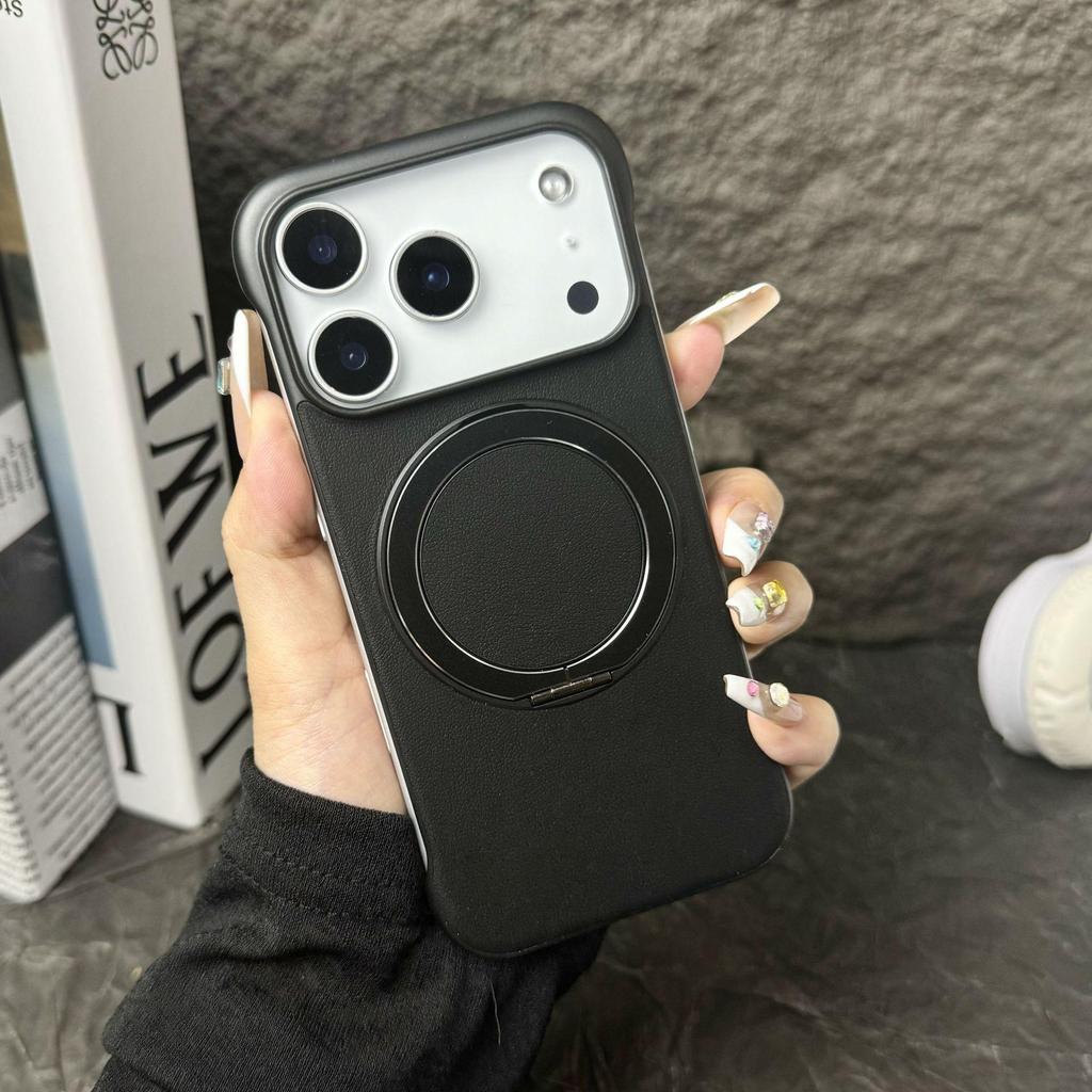iPhone 13–17 Pro Max Magnetic Rotating Stand Frameless Protective Case