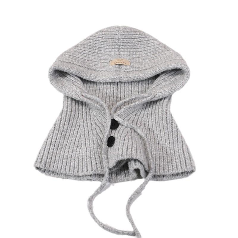 Balaclava Women's Autumn and Winter Warm Knitted Hat Scarf Integrated Cycling Cold-proof Wool Hat Pullover Cold Hat
