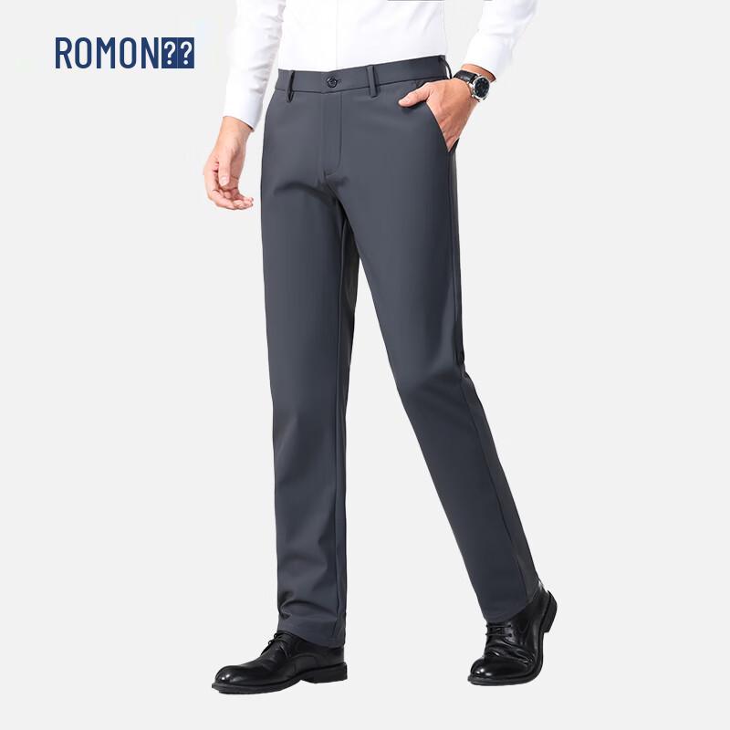 ROMON Men's High-Stretch Wrinkle-Resistant Straight-Leg Business Pants