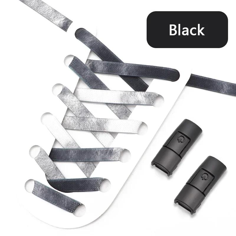 No Tie Shoelaces Flat Metal Press Lock Elastic Shoe Laces For Sneaker 1 Second Quick On/off Lazy Shoes Lace Accessories Unisex