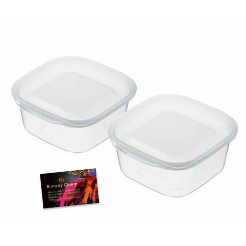 Microwave and Dishwasher Safe Rice and Frozen Rice Containers (Clear) with RC Sticker (rcnp1) - Set of 2