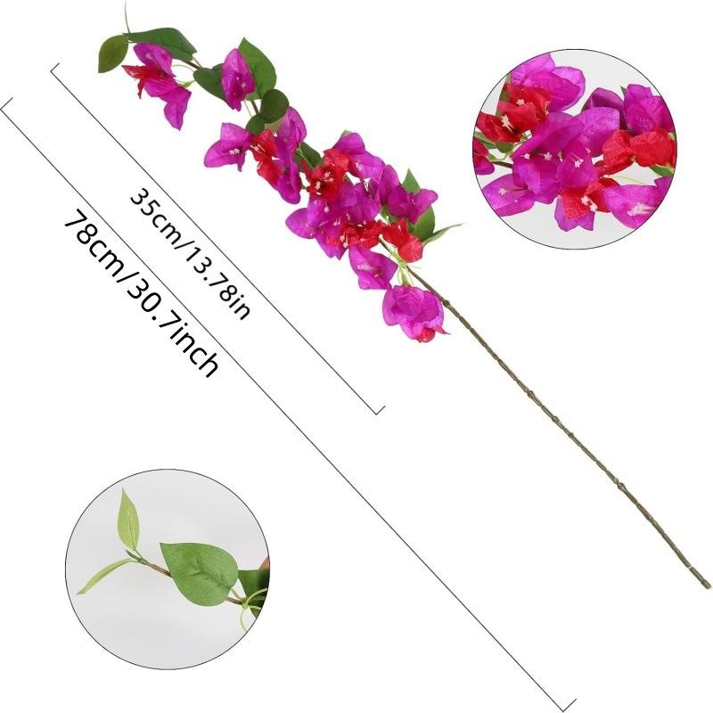 6pcs Artificial Flowers 31in Silk Bougainvillea Branches Faux Artificial Bougainvillea Floral Stems Long Plant Branches For Tall Vase Flower