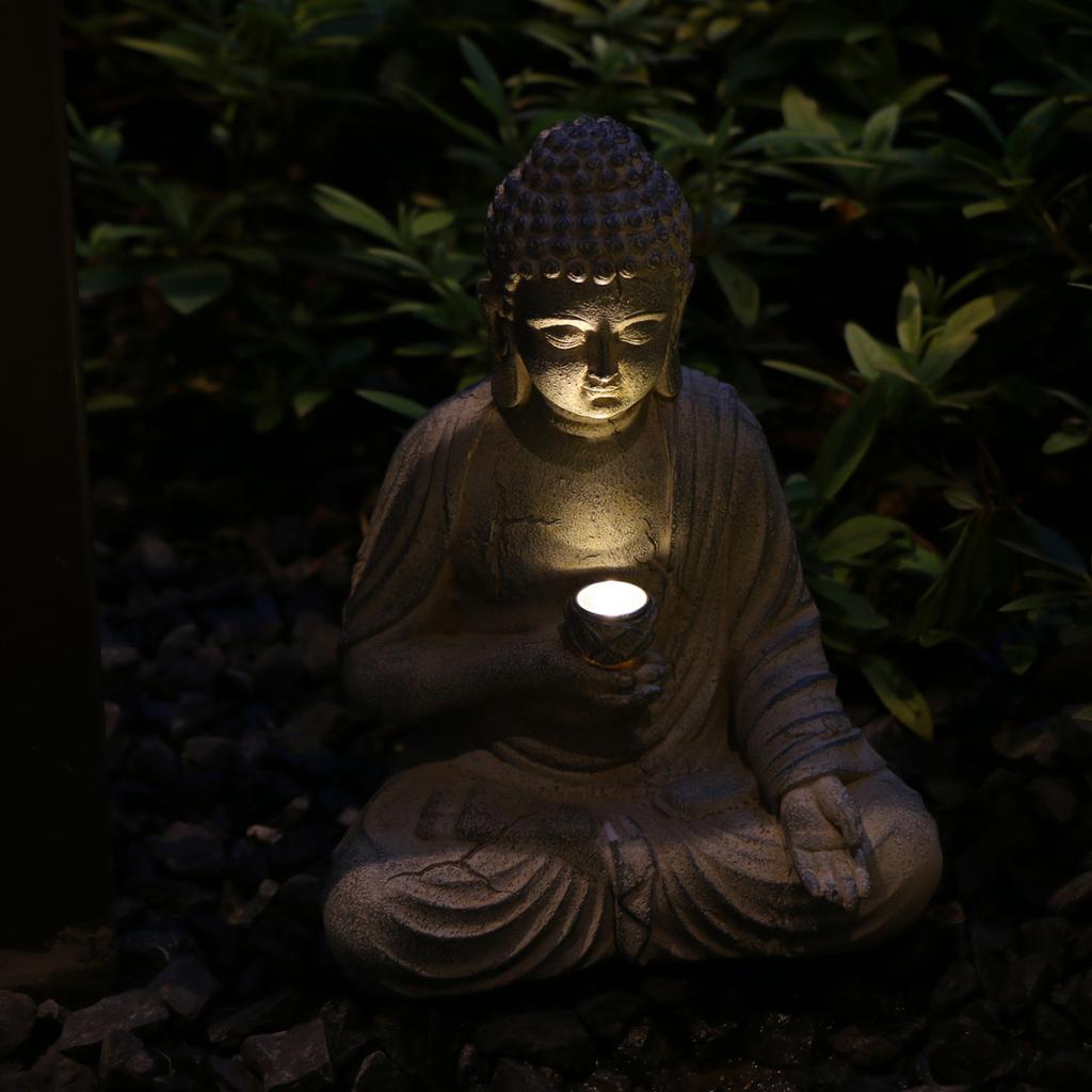 Zen-Inspired Solar-Powered Buddha Statue with Light - Resin Garden & Entryway Decor, Outdoor Ornament