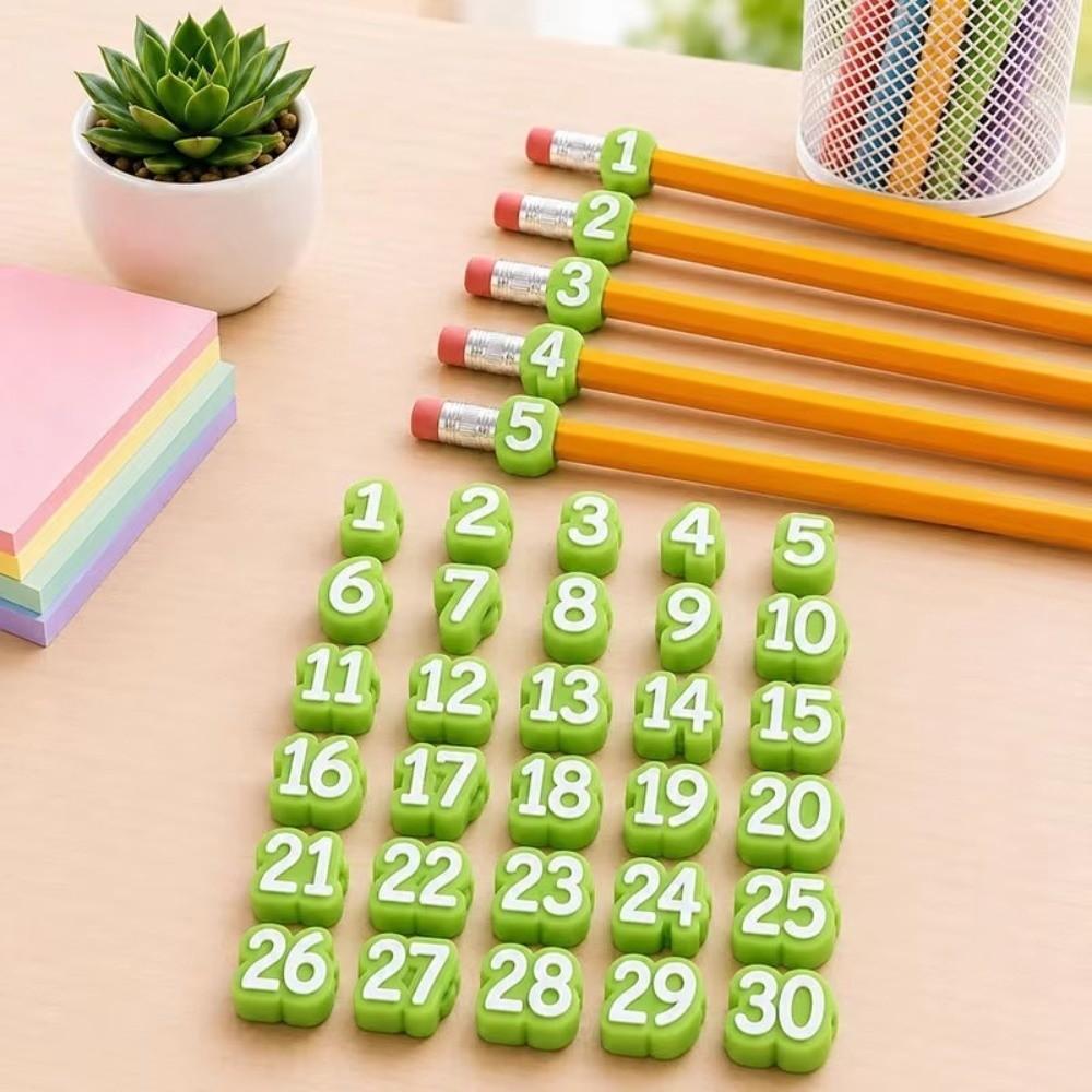 50pcs Reusable Numbered Pencil Toppers Soft Numbered Pencil Caps  Students Teachers Organization