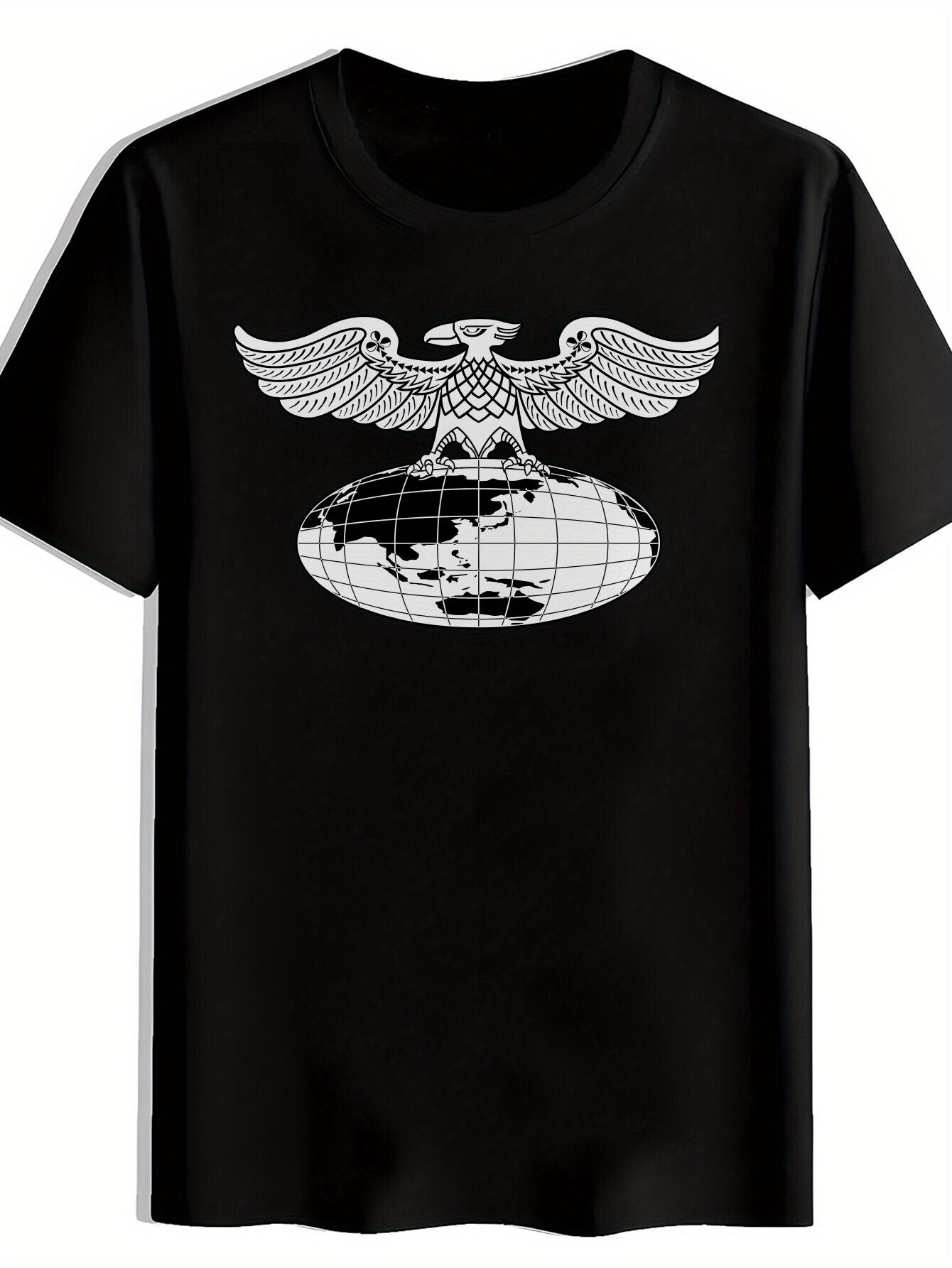 

Patriotic Eagle & Globe Graphic T-shirt - Black Short Sleeve Crew Neck XXL