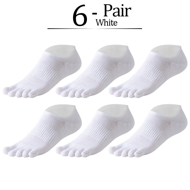 6 Paar Reine Baumwolle Fünf-Finger Kurze Socken Herren Schweißabsorbierend Antibakteriell Atmungsaktiv Mesh Bootssocken Laufen Sport Zehensocken