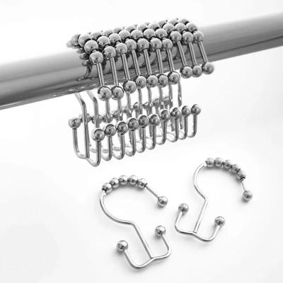 12 Pack Rust Proof Metal Shower Curtain Hooks Double Glide Curtain Rings for Bathroom Shower Rods