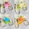 6pcs Elegant Bridesmaid Wrist Flower Stereo Bohemian Artificial Flower Headwear Handmade Rose Dress Wedding Accessories