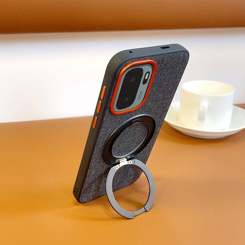 Premium Linen Fabric Case for OnePlus 15T 13 Ace6 Ace5 Pro Magnetic Rotating Stand Metal Buttons Full Body Lens Protection Cover