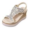 Bohemian Wedge Sandals For Women Thick Sole Plus Size Elastic Band Flip Flops Sandals For Women Dressy Womens Tan Sandals