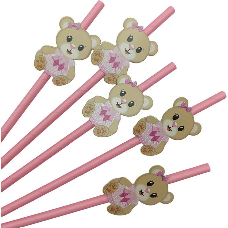 Teddy Bear Party Paper Straws For Cake Decor And Drink Presentation