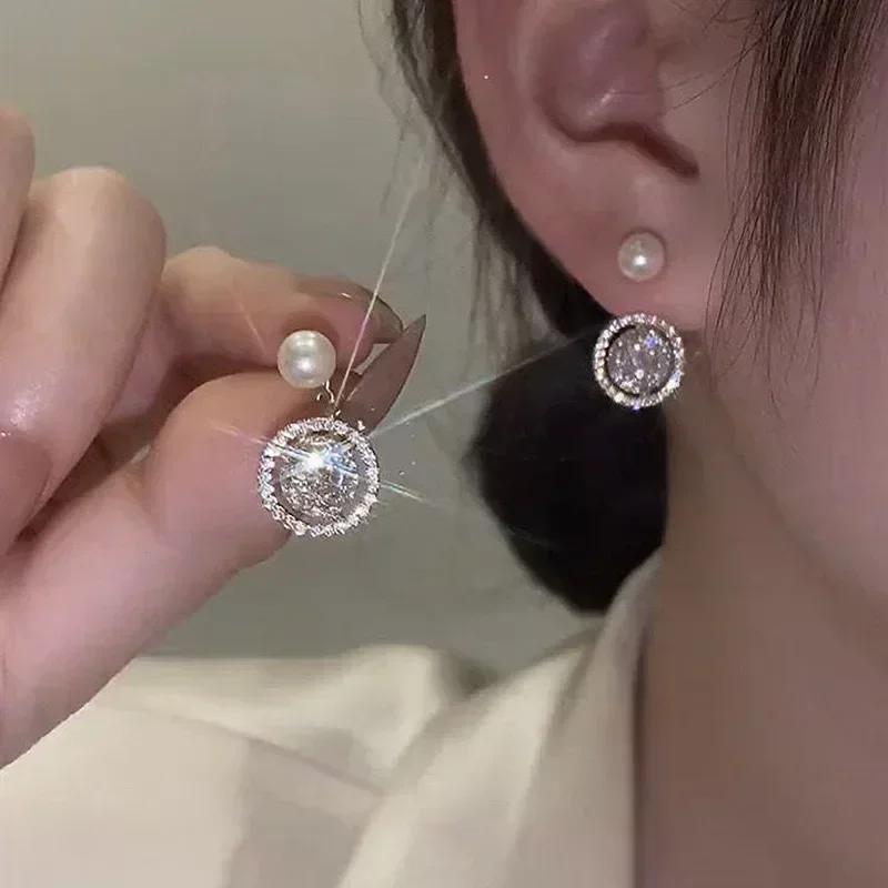 Real 925 Sterling Copper Fashion Fungus Ornaments Romantic Cherry Small Clean Earrings Pink Purple Luxury Zircon for Women Girl