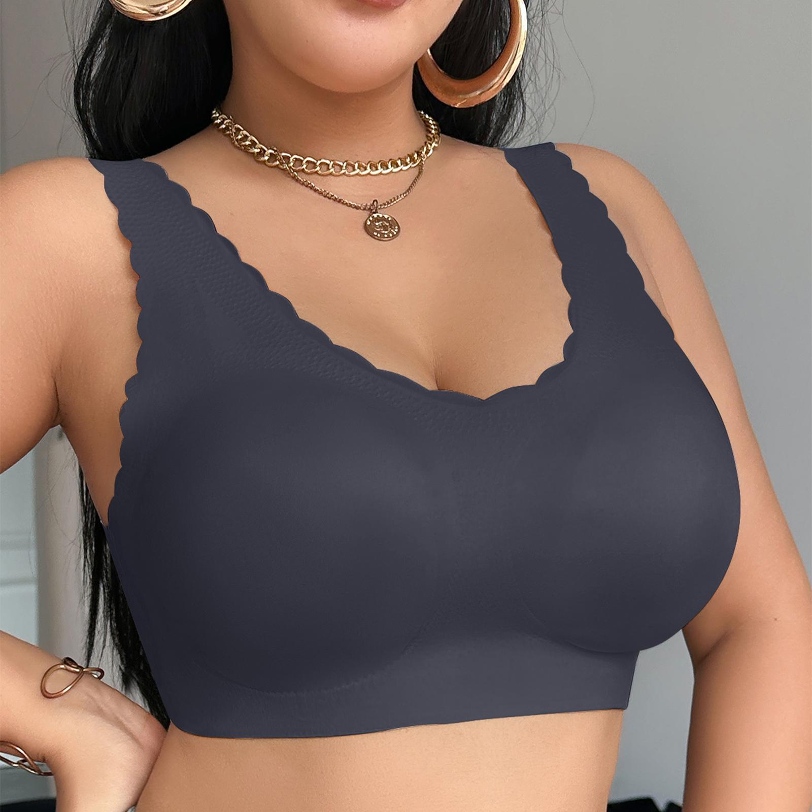 

Zeriluna Exquisite lace versatile and comfortable underwear Fan-shaped edge comfortable bra with wide shoulder straps for everyday wear Black1XL Code