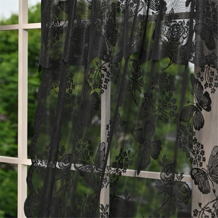 Lace Window Panel Blackouts Lace Curtain Flower Embroidered Sheer Curtain Ready To Use For Instantly Room Upgrades