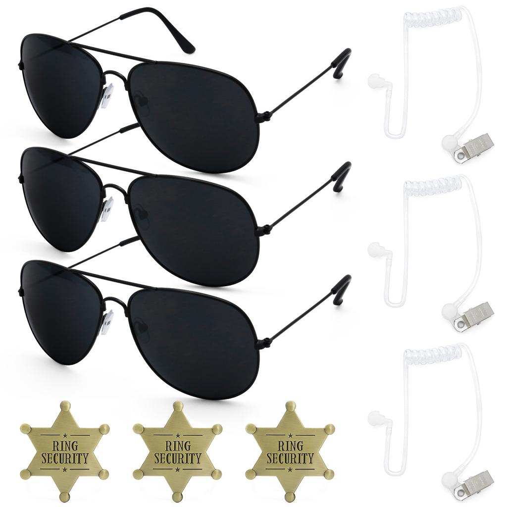 Secret Agent Costumes Dress-Up Accessories Sunglasses Badge Earplugs Set Cosplay Props