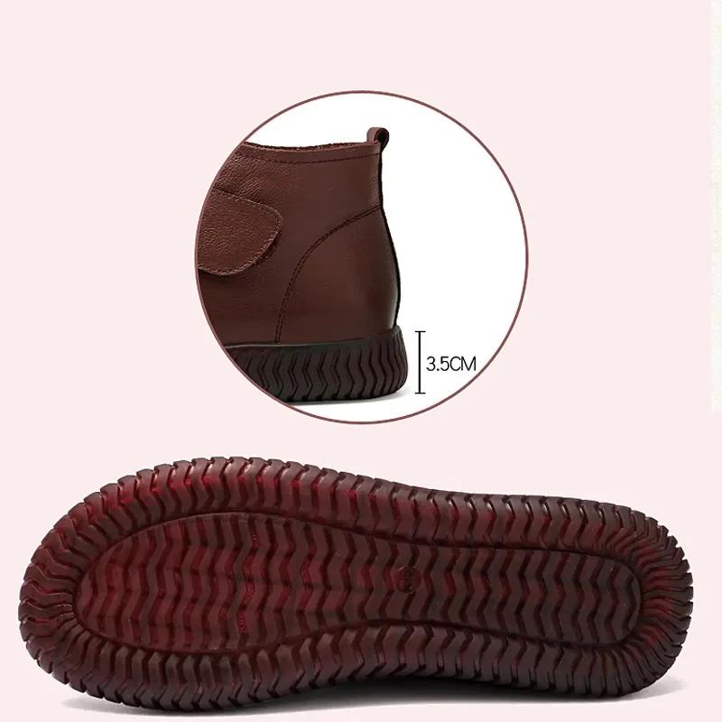 Fashion Comemore 2025 New Women's Leather Ankle Furry Boots Thick Bottom Plush Shoes Women Winter Warm Fur Boot Female Fashion Footwear