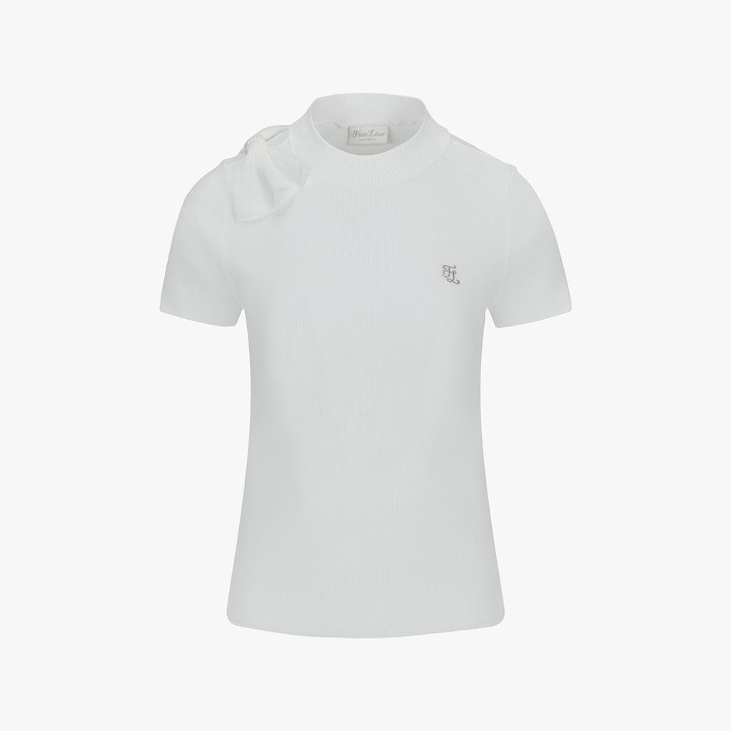 FAIRLIAR GOLF Chiffon Ribbon Cap Sleeve Knit (White)