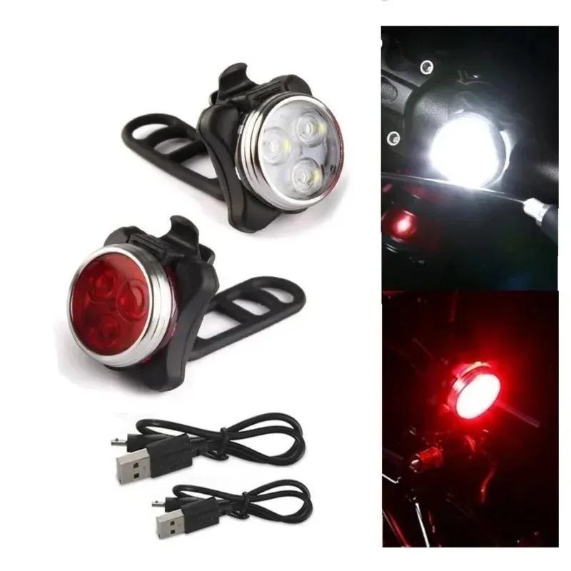 For Waterproof MTB Cycling Lamp Bike Accessories 1pcs Bicycle Front Rear Light Bike Warning Taillight USB Rechargeable LED Bike