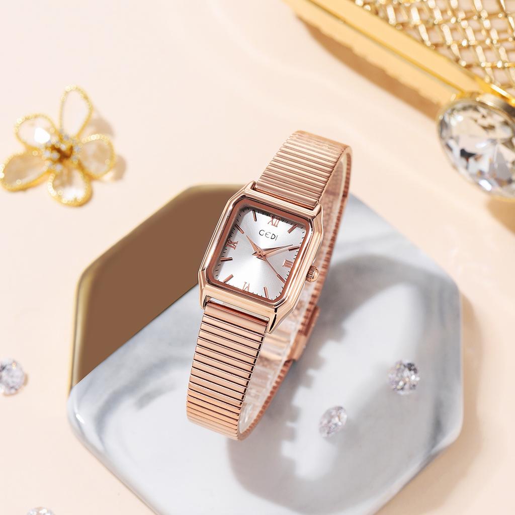Simple Small Square Plate Alloy Women'S Watch Retro Roman Scale Quartz Watch Women'S Waterproof Watch