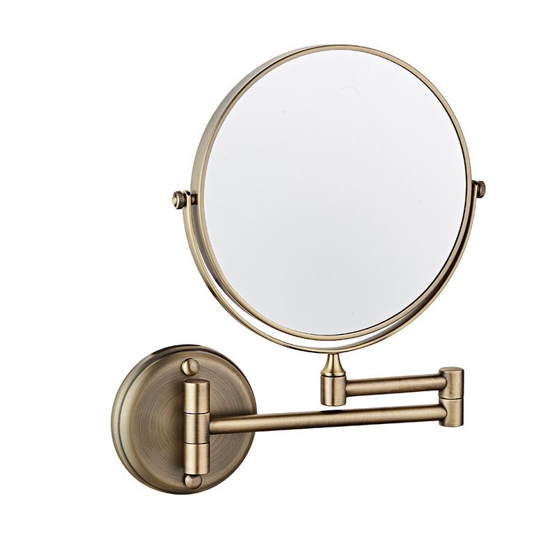 Dual-Sided Retractable Wall-Mounted Makeup Mirror - Self-Adhesive, No Drilling Required