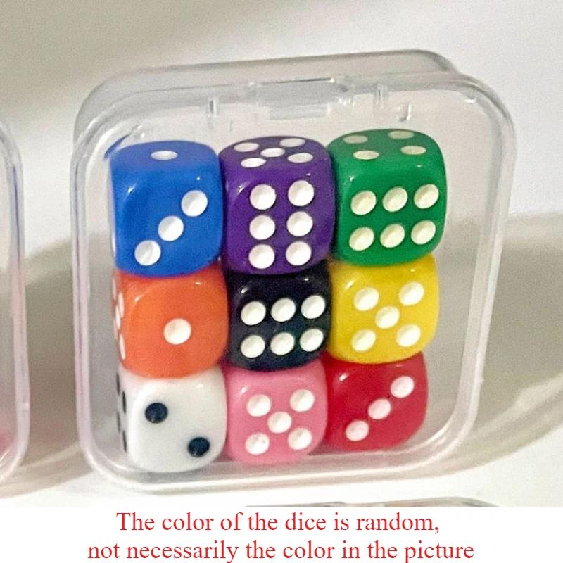 

9pcs Clear Dice 14/16mm Random Color Clear/Solid Dice Set For table games,Bar Club Party and recreational gatherings
