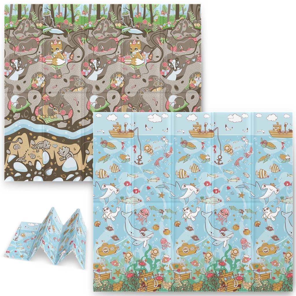 Foldable Educational Foam Mat 200 X 180 X 1 Cm Nukido NK-340 Ocean-earth