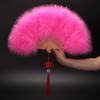 Ancient Style Qipao Feather Folding Fan for Dance and Photography