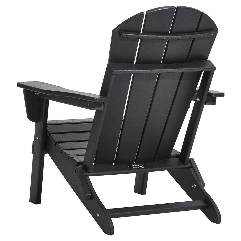 Adirondack Chair Plastic Set of 2 All-Weather Folding Fire Pit Black