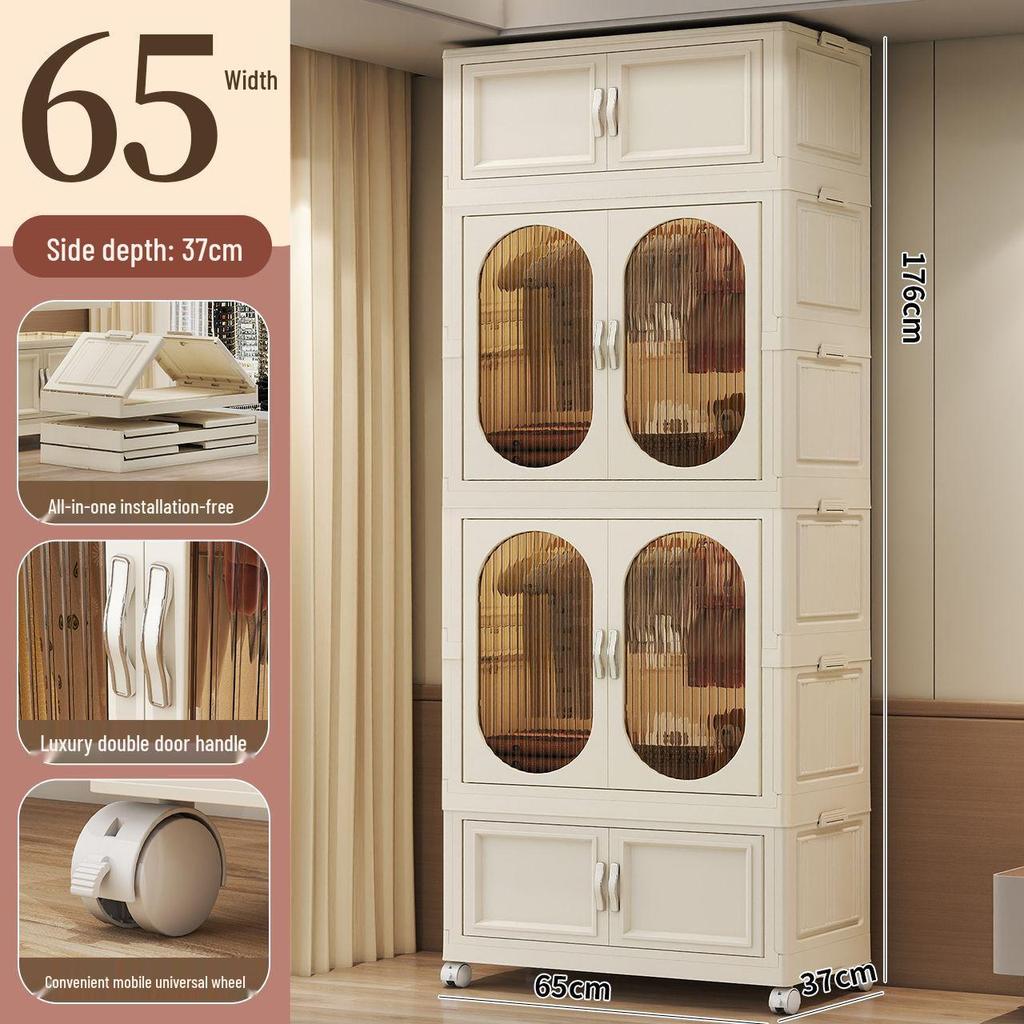 Collapsible Wardrobe with Wheels: Portable Storage for Baby Clothes & Toys.