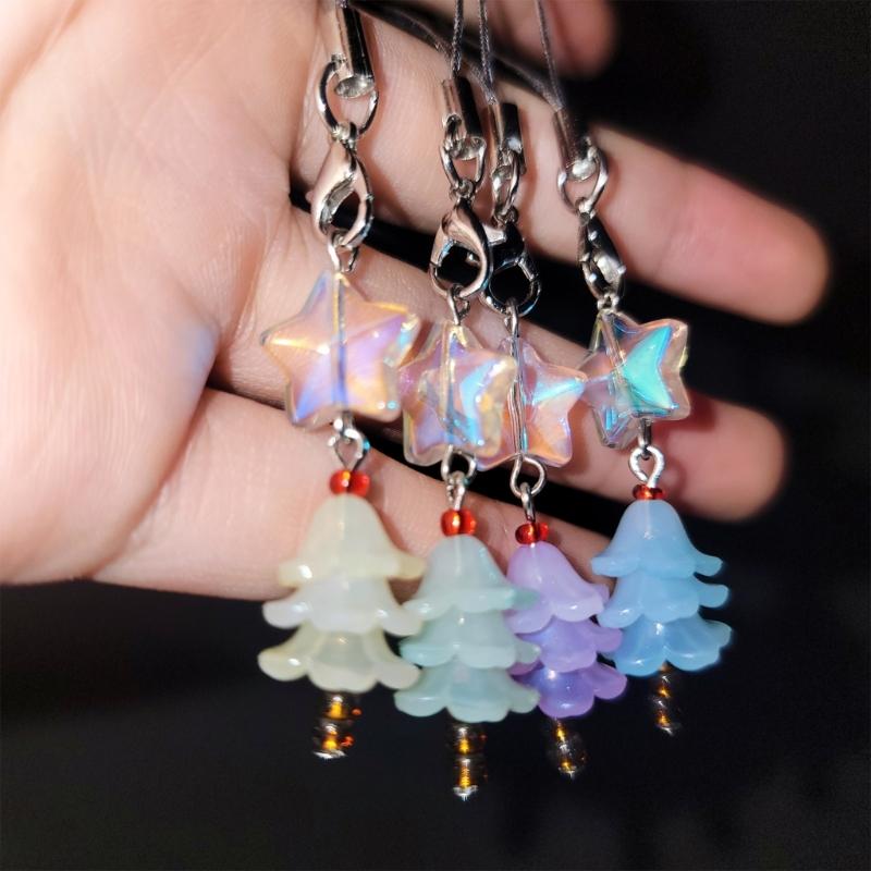 Fashion Star Christmas Tree Phone Charm Straps Car Keys Hanging Pendants Y2K Bag Decoration Lanyard Purse Accessories