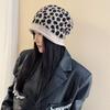 Autumn and Winter Wool Personalized Retro Big Leopard Print Wool Hat Big Head Circumference Rabbit Hair Thickened Beret Tide