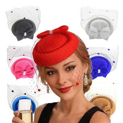Mesh Ribbons Womens Vintage Hat Headband Felt Headband Headress Elegant Fascinator  Wedding