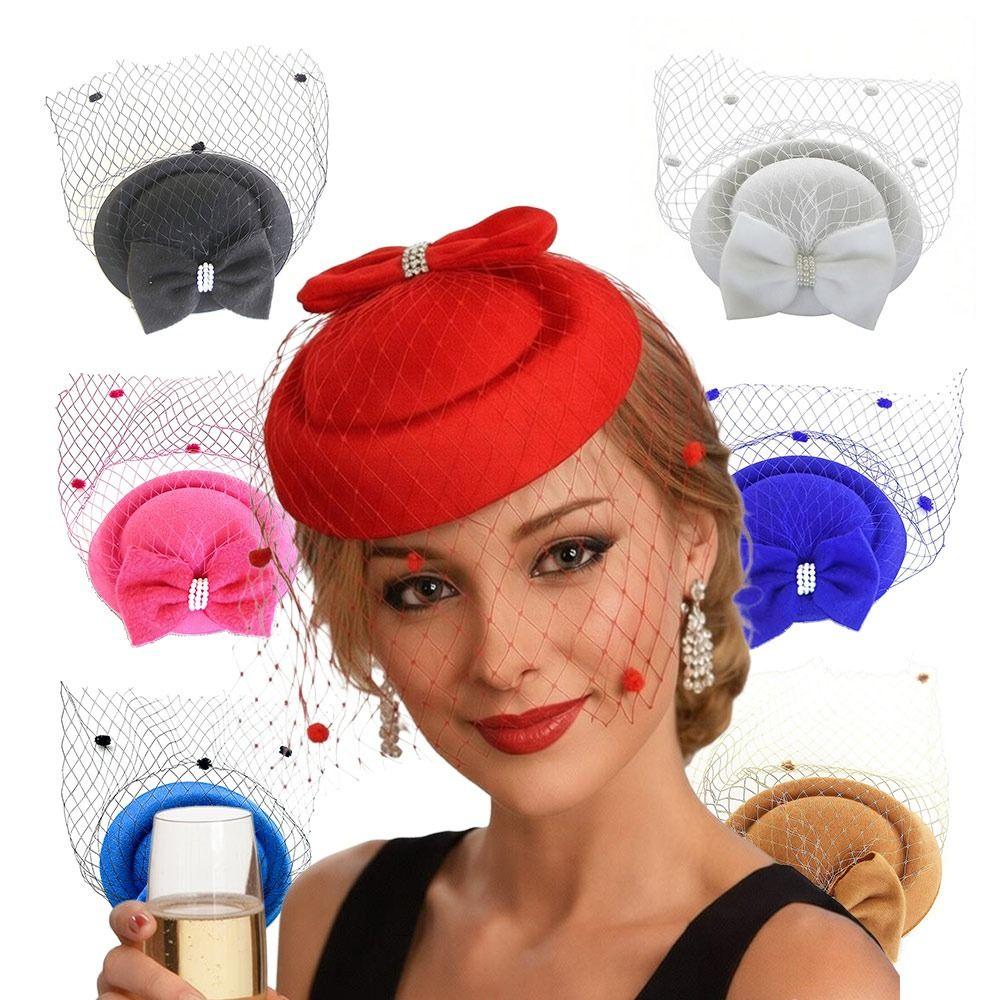 Nastri in Rete Cappello Vintage da Donna Fascia per Capelli Fascia in Feltro Fascinator Elegante Copricapo Matrimonio