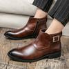 Wniter Trend New Luxury Designer Men Black Brown Belt Buckle Chelsea Ankle Boots Casual High Top Platform Shoes Zapatos Hombre