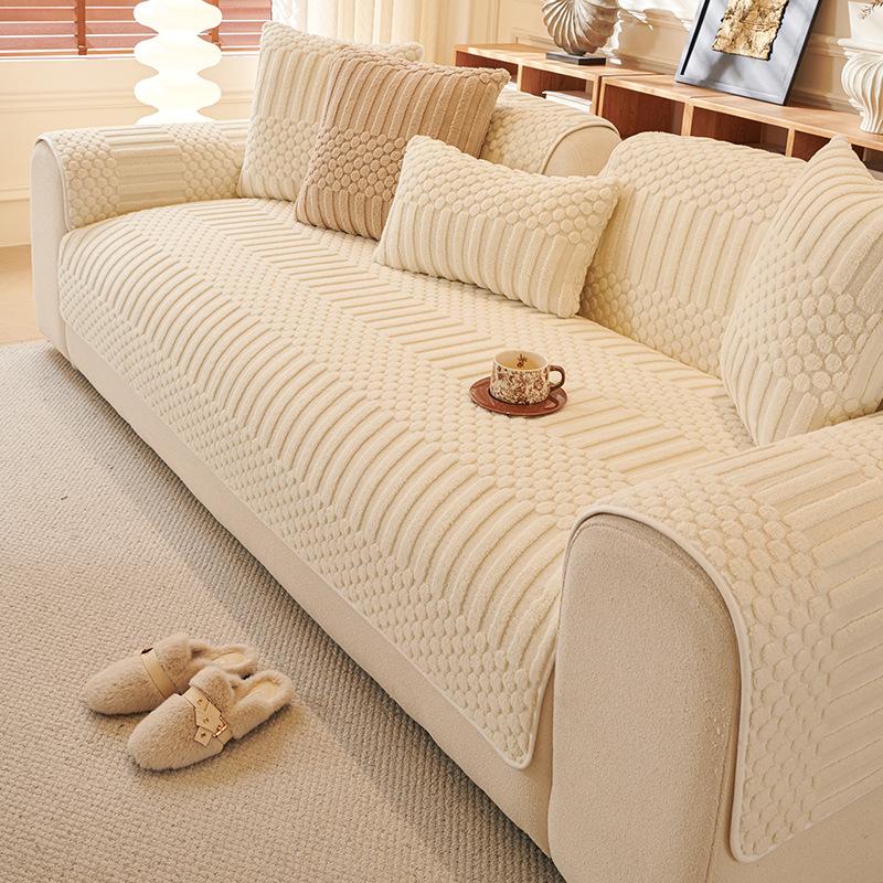 Cream White Ins Wind Winter Plush Sofa Cushion Shu Cotton Velvet Seat Cushion Four Seasons Retro Sofa Towel Cover Cloth Seat Cushion