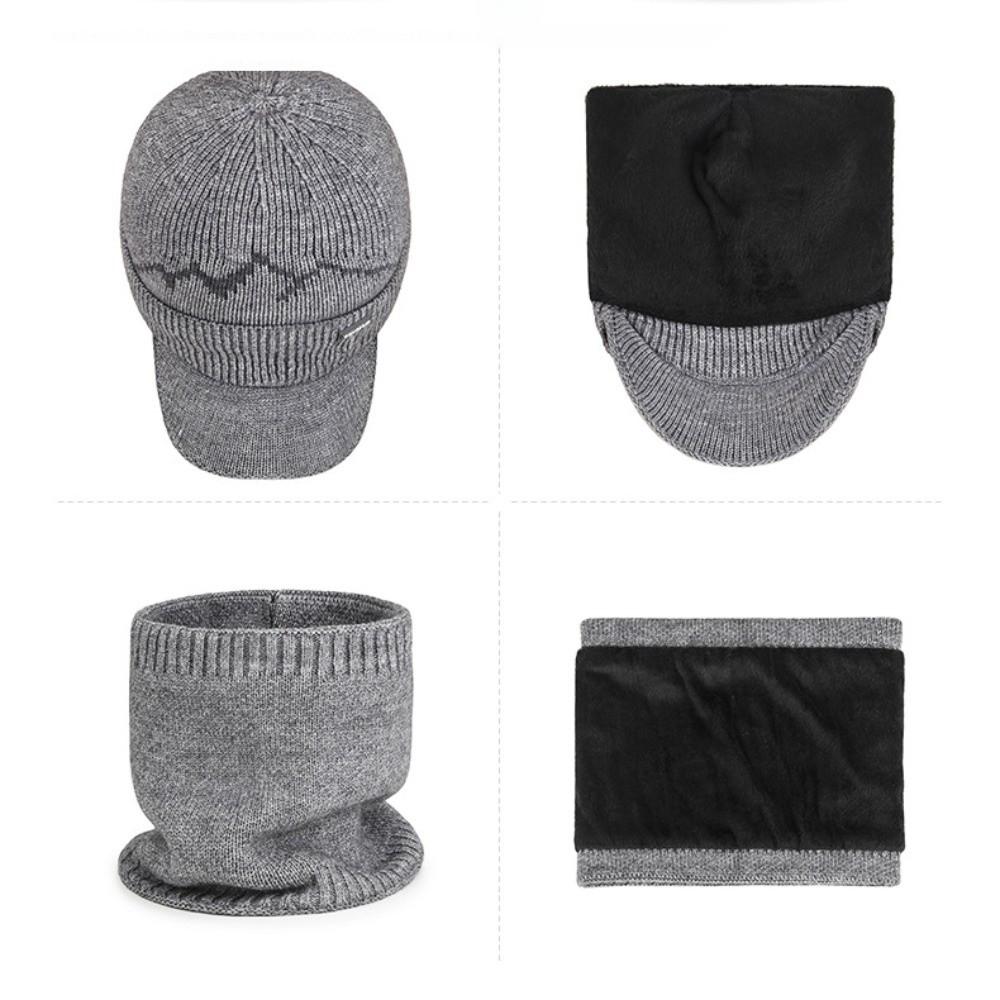2Pcs Set Windproof Sheep Wool Scarf Plush Winter Autumn Hat with Earflap  Outdoor