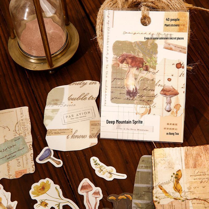 Mu Ran Retro Plant Decorative Sticker Pack: Wild Collection, 4 Styles