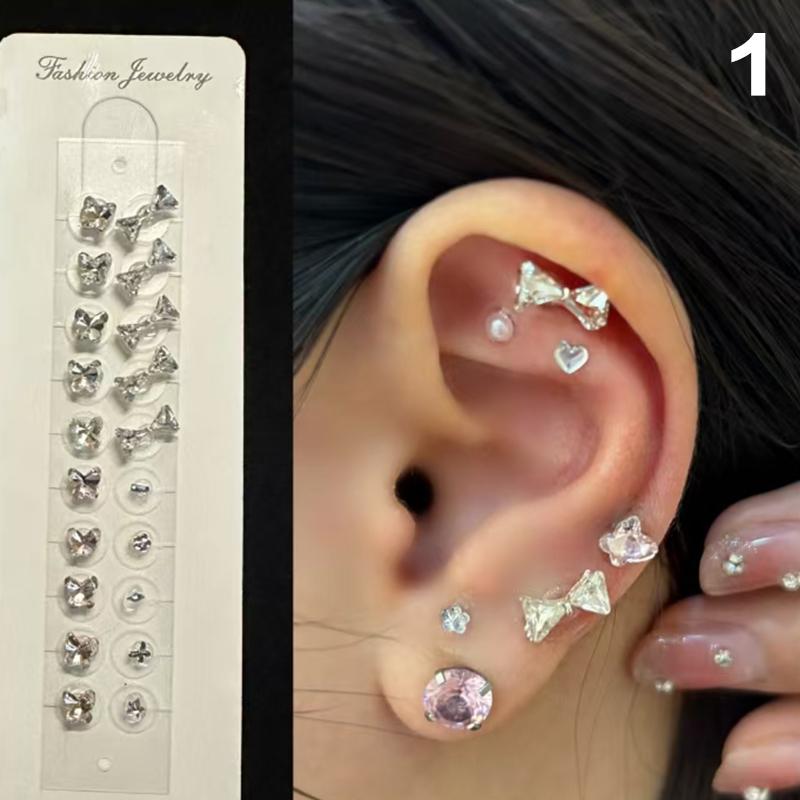 Módní mašlička Barevné kamínky Perly Nálepky na ušní body Tlakové tyčinky na uši Akupunktura Aurikulární ušní nálepky Masáž