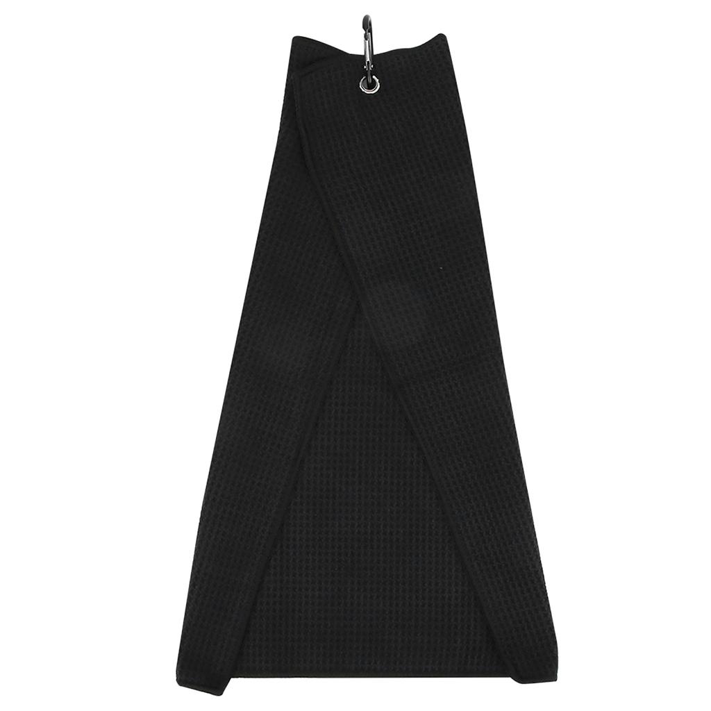 Prosop Golf Design Waffle Ștergere Sportivă Absorbție Transpirație Curățare Bumbac Pur Cârlig cu Curea Negru