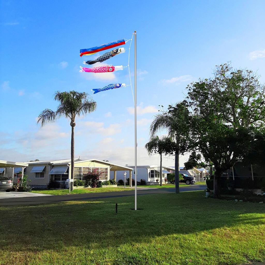 Yescom Aluminum 9m Koinobori Pole Koi Carp Wall with Rope and Pole for Gardens and Perfect for May and As a Gift Koinobori Pole and Gold (for 4m-5m