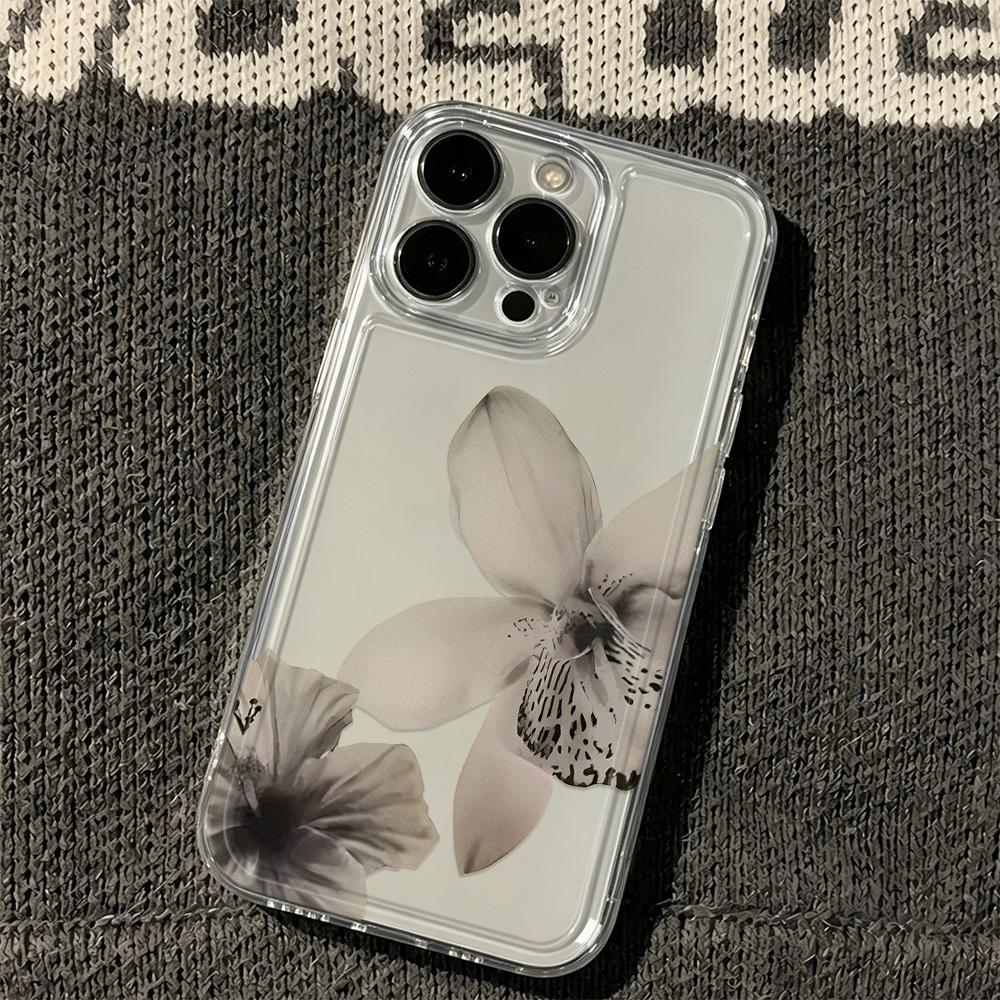Gray Orchids Phone Case For Iphone 17E 16E 15 14 13 12 11 Pro Max Plus 17 Air Shockproof Anti-Fall Protective Cover