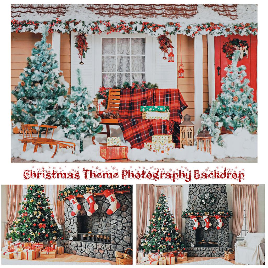 Winter Christmas Tree Door Bench Gift Party Shower Newborn Backdrop Photo Background Custom Photography Studio-250x180CM Winter Christmas Tree Door Bench Gift Party Shower Newborn Backdrop Photo Background Custom Photography Studio-250x180CM