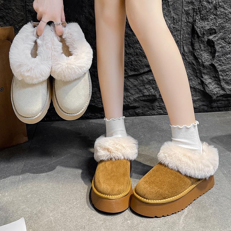 Northeast thick-soled snow boots women's winter 2025 new piled thickened warm fluffy short snow cotton shoes