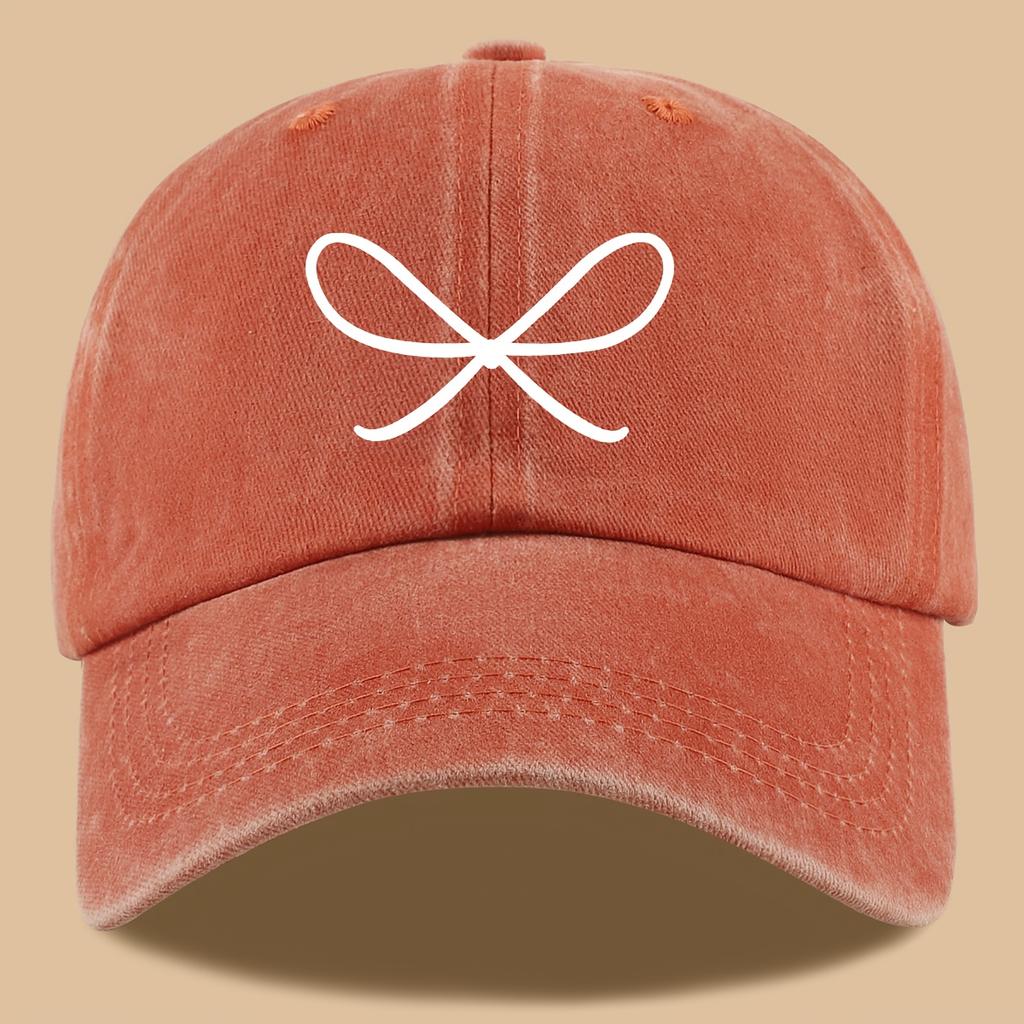 Cute bow printed baseball cap for fishing, vacation, and parties, curved brim sun hat, fashionable and versatile