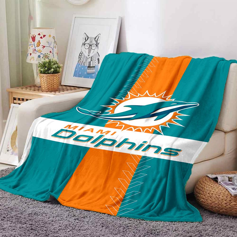 1pc Blanket - Miami Dolphins Logo Print Design,Lightweight Blanket for Sofa,Bed- Soft &Warm,Gift for All Seasons